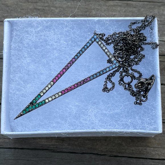 Nadri Necklaces Hematite tone cubic zirconia Trian - Picture 1 of 15